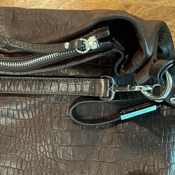 GIANNI CHIARINI Brown Croc Embossed Leather Hobo Handbag - Picture 5 of 14